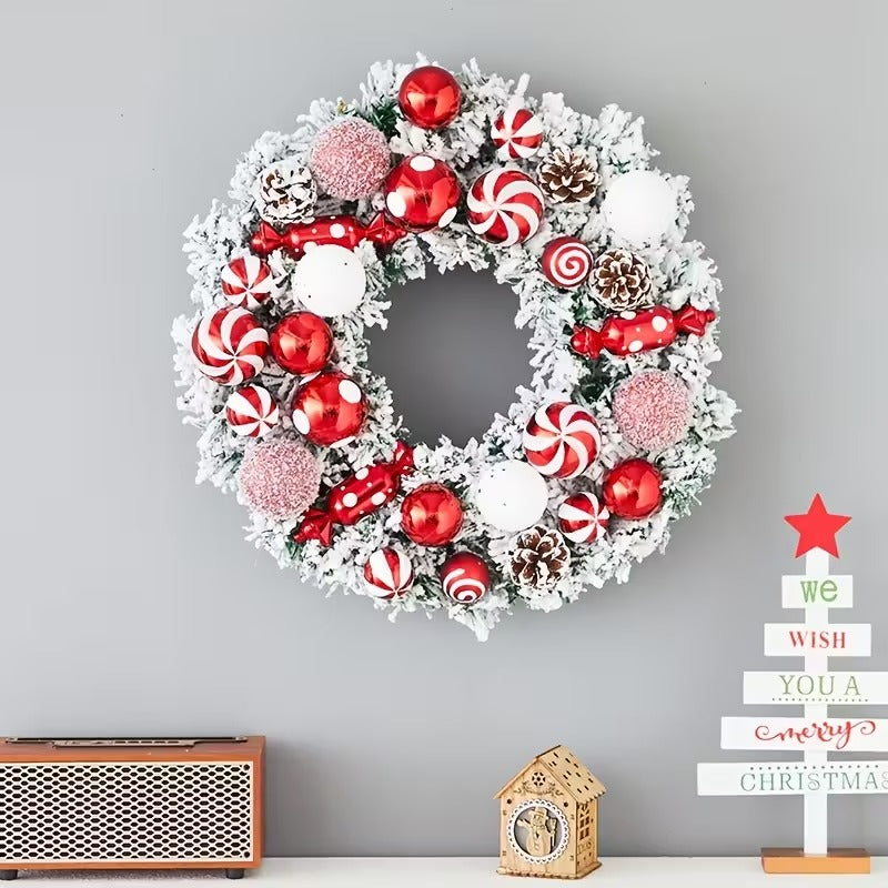 Classic Flocked Christmas Wreath Door & Wall Decor - Tophatter Daily Deals