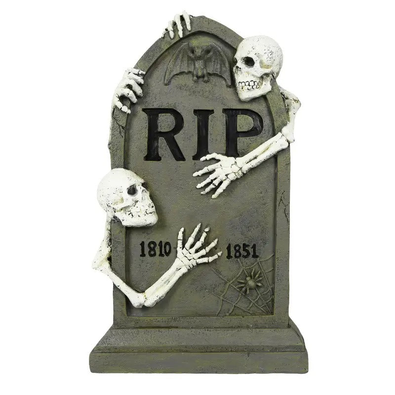 Tombstone 3D Gothic with Skeleton Base Decor Halloween - Tophatter Daily Deals