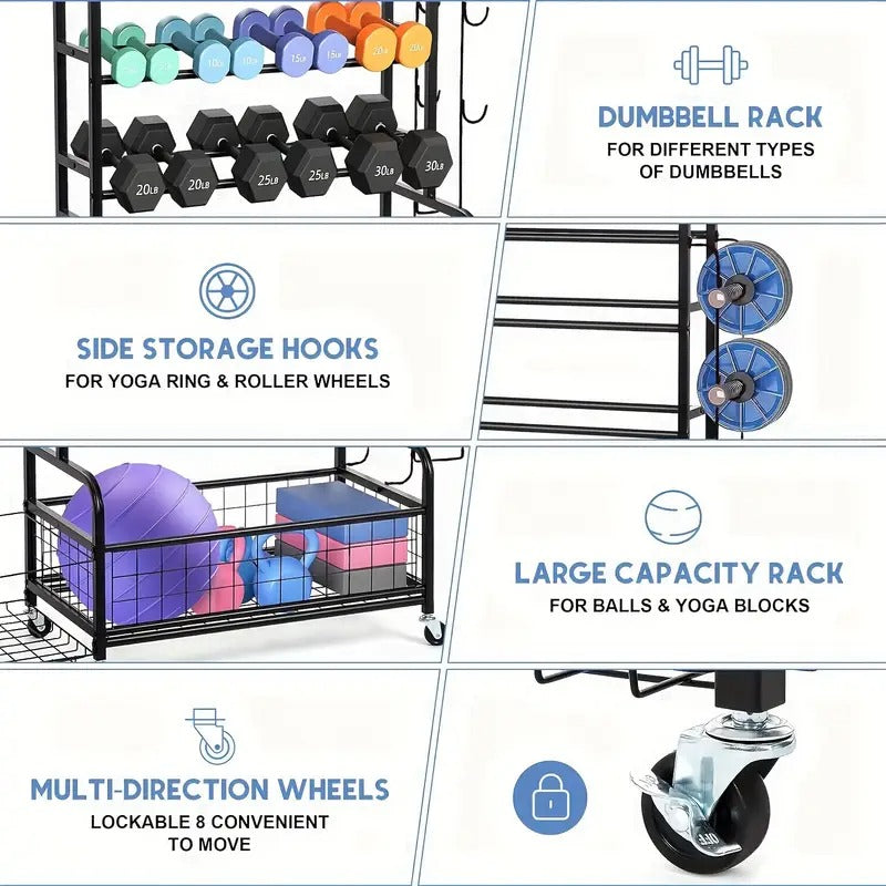 Double-Layer Iron Storage Rack for Sports Equipment Kitchen Utensil Holders & Racks - Tophatter Daily Deals