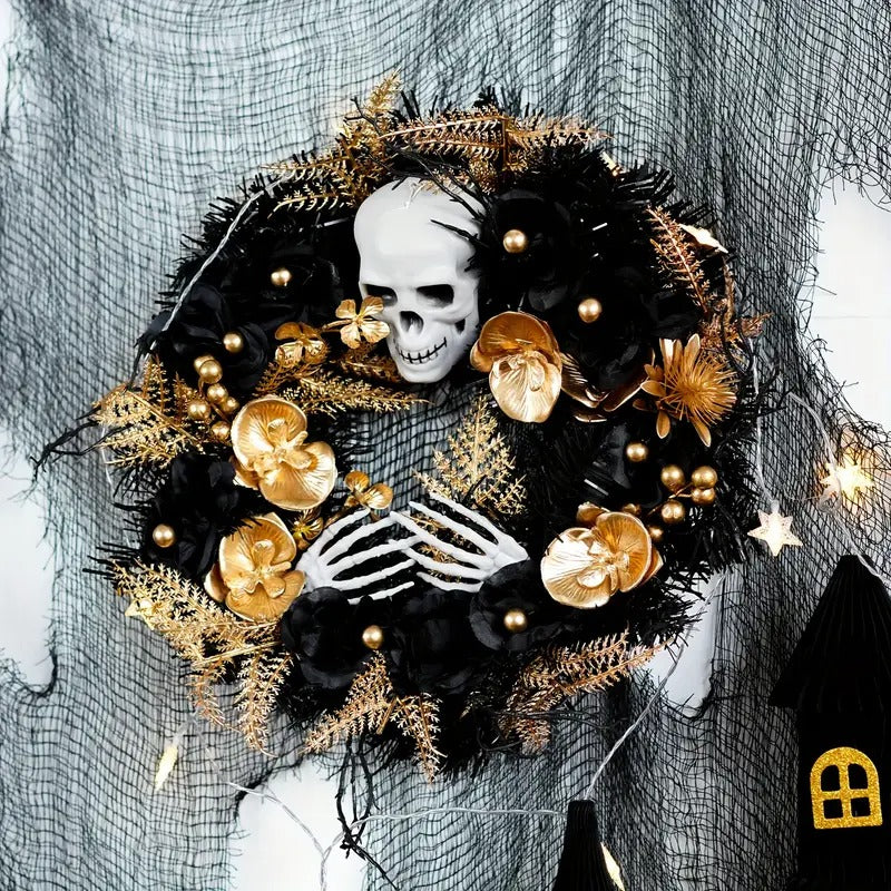Gothic Halloween Wreath Door Hanging Decoration Halloween - Tophatter Daily Deals