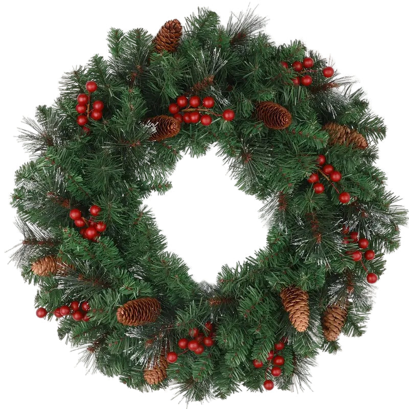 Classic Christmas Wreath with Pine Cones and Berries Christmas - Tophatter Daily Deals