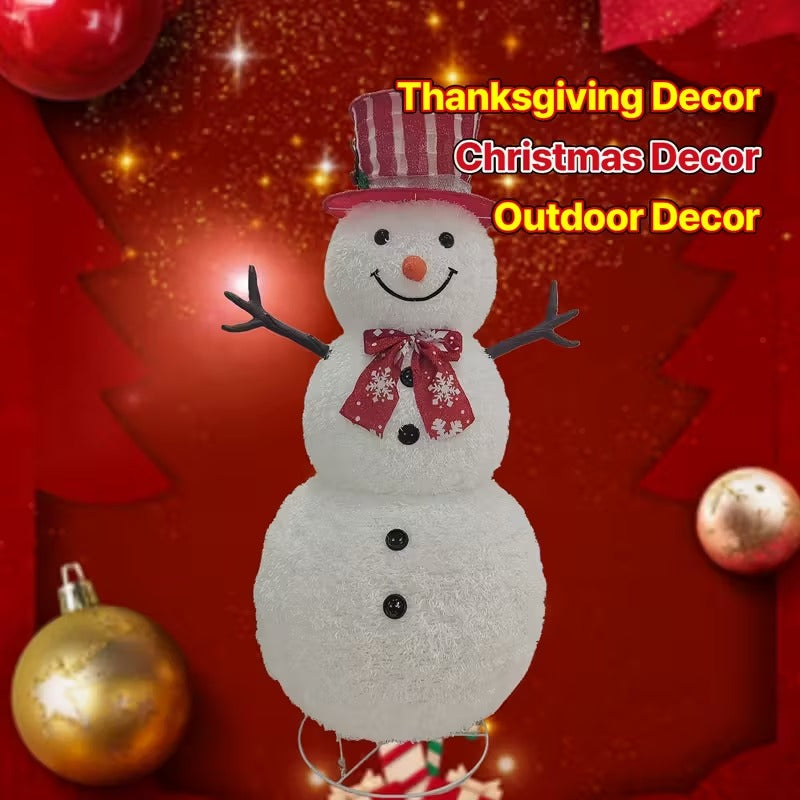 Red & White Striped Top Hat Snowman Decoration Christmas - Tophatter Daily Deals
