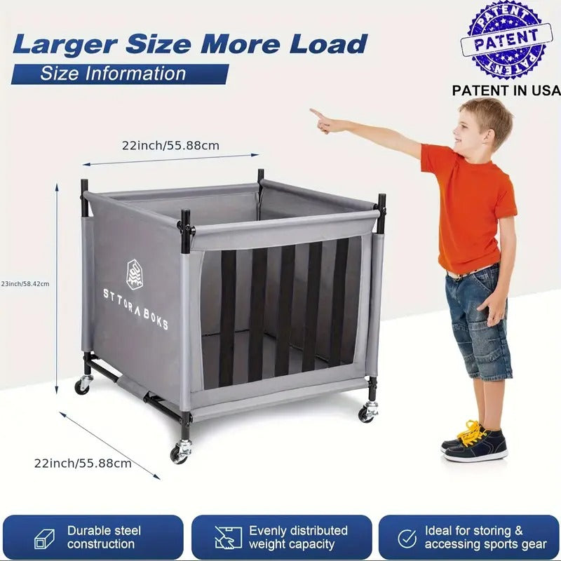 Ball Storage Cart with Wheels Sport Equipments - Tophatter Daily Deals