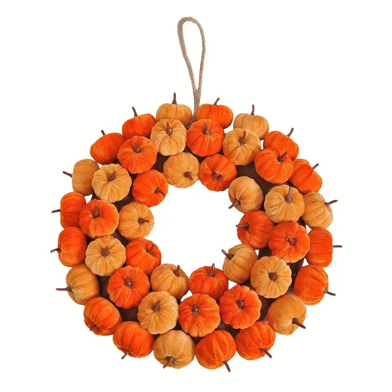 Faux Velvet Pumpkin Wreath Wall Hanging Occasions > Christmas > Christmas Wreaths & Garlands - Tophatter Daily Deals
