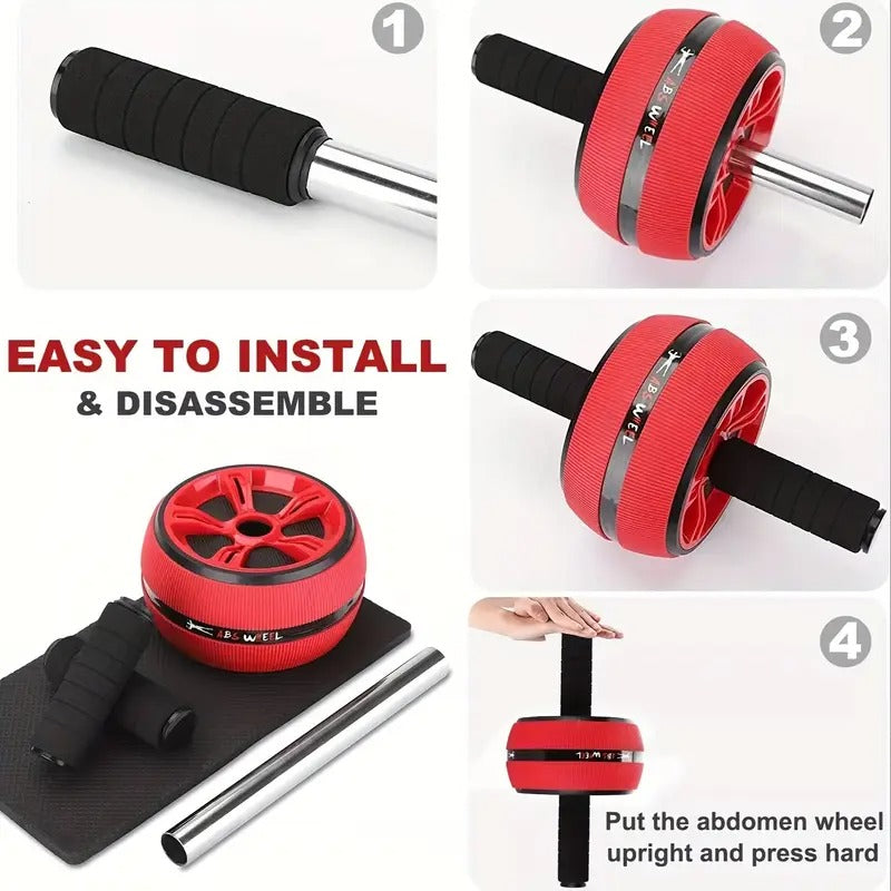 Wide Grip Ab Roller Wheel with Knee Pad Fitness, Health and Wellbeing > Gym Equipment - Tophatter Daily Deals