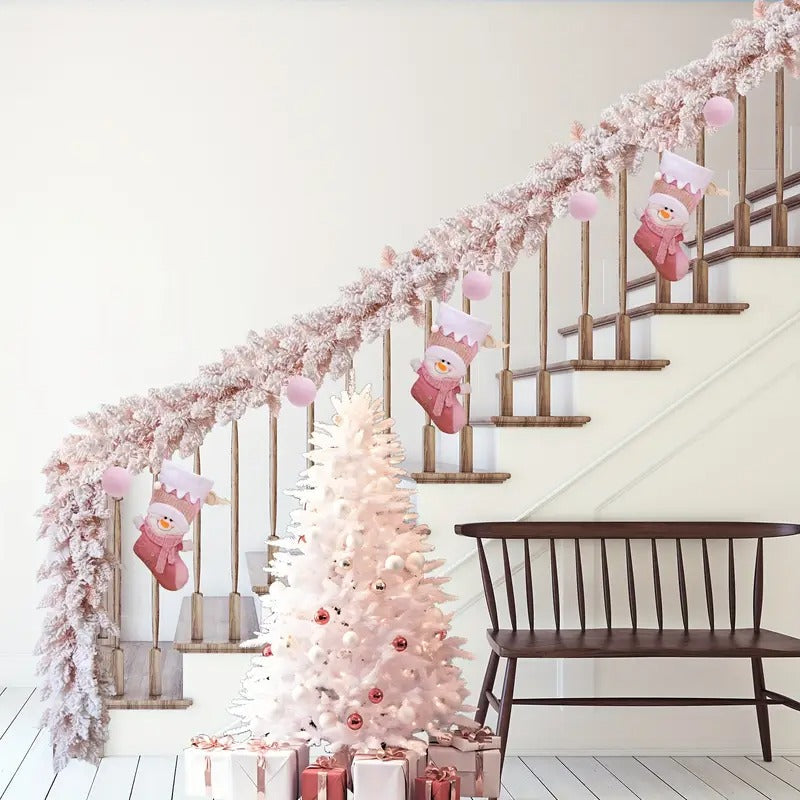 Christmas Pink Snowflake Pine Wreath Christmas - Tophatter Daily Deals