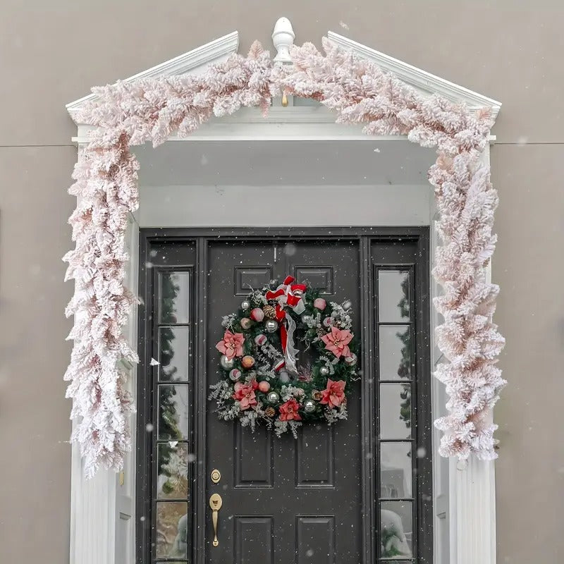 Christmas Pink Snowflake Pine Wreath Christmas - Tophatter Daily Deals