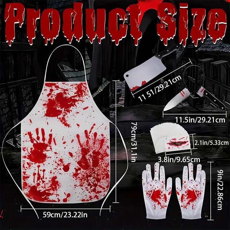 Halloween Bloody Butcher Costume Set (35pcs) Halloween - Tophatter Daily Deals