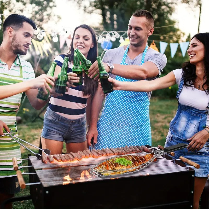 Fish Grilling Basket with Handle Outdoor Grill Accessories - Tophatter Daily Deals