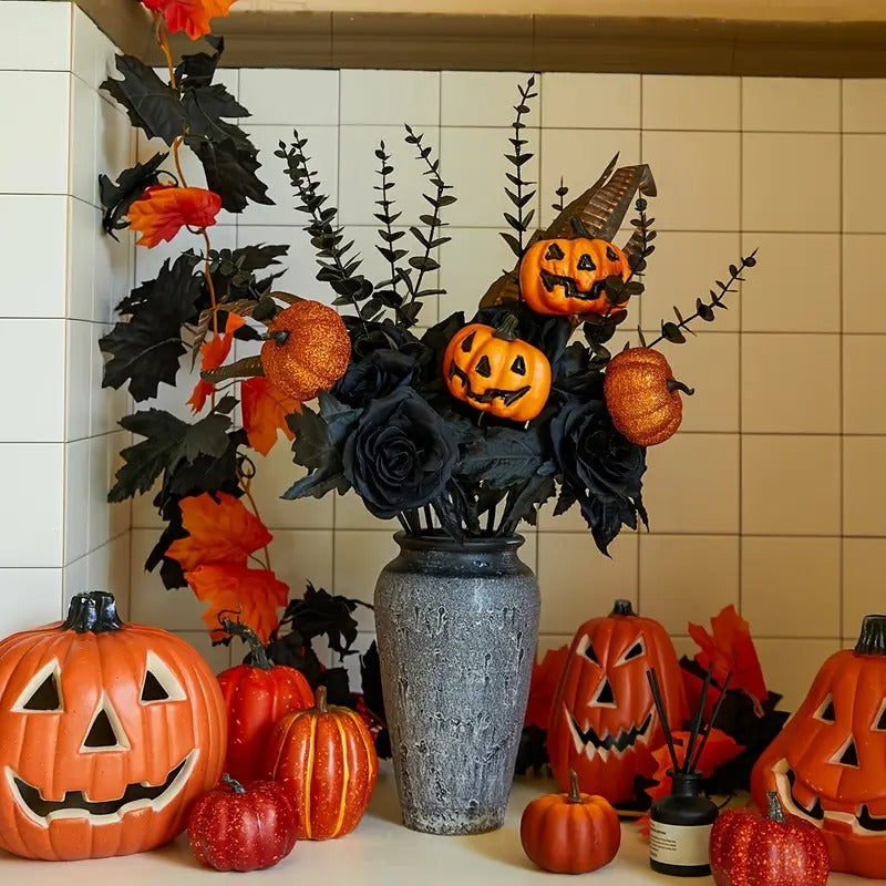 Halloween Pumpkin Feather Picks Decoration (5pcs) Halloween - Tophatter Daily Deals