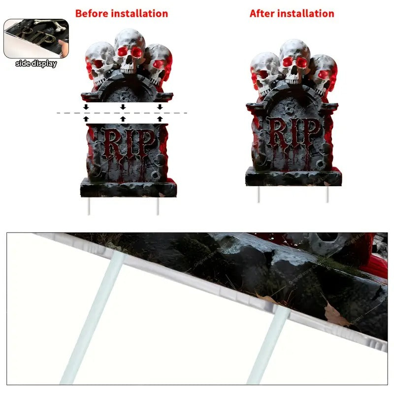 Halloween Skeleton RIP Tombstone Yard Signs (2pcs) Halloween - Tophatter Daily Deals