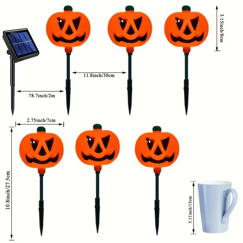 Solar Powered Pumpkin Lights (Set of 6) Halloween - Tophatter Daily Deals