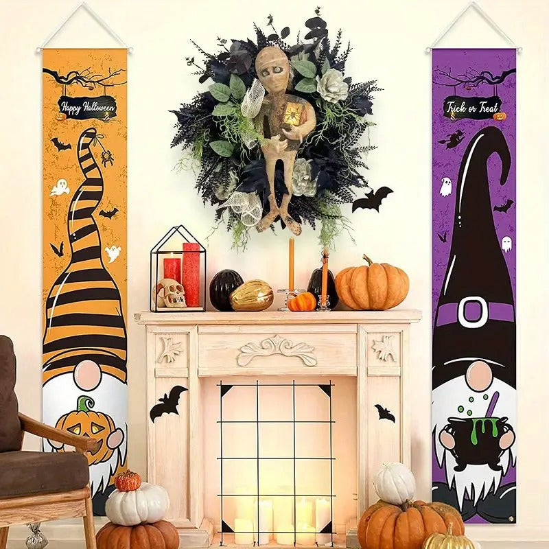 Spooky Mummy Halloween Wreath for Door and Indoor Halloween - Tophatter Daily Deals