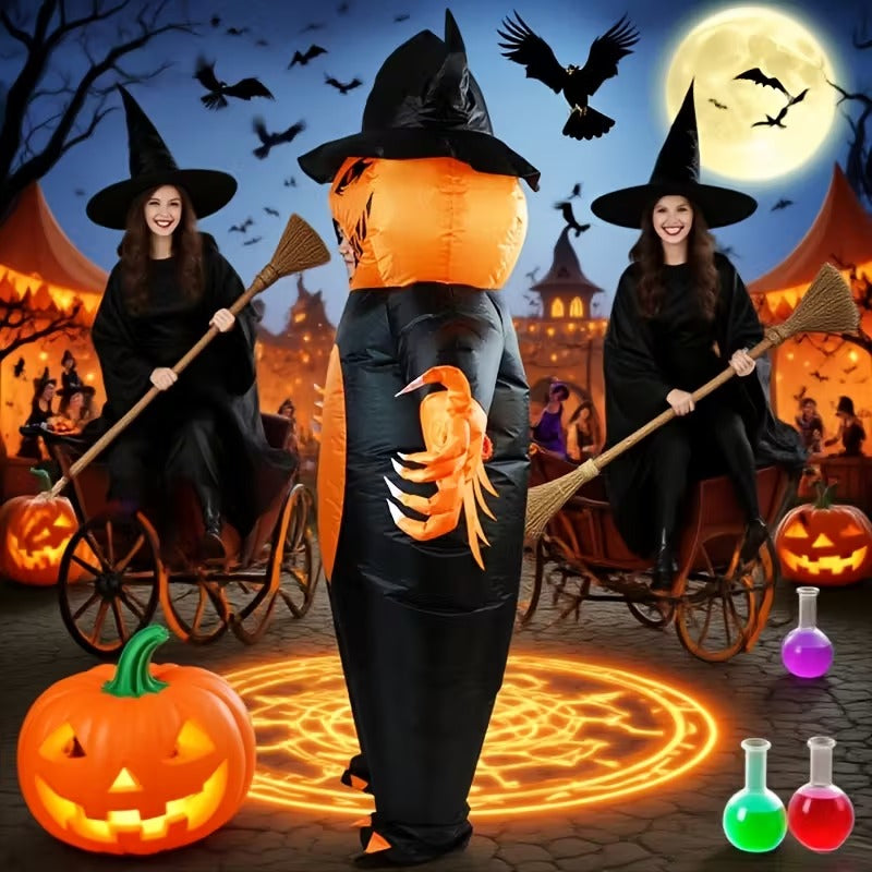 Halloween Pumpkin Inflatable Costume Full-Face Design Halloween - Tophatter Daily Deals