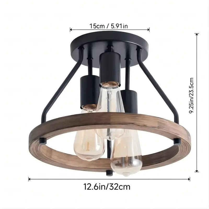 3-Light Semi Flush Mount Ceiling Light Fixture Light Bulbs - Tophatter Daily Deals