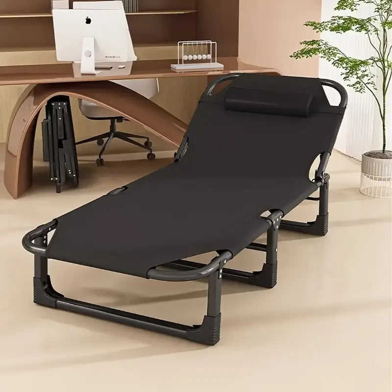 Foldable Oxford Cloth Sun Lounger with Headrest Sun Loungers - Tophatter Daily Deals