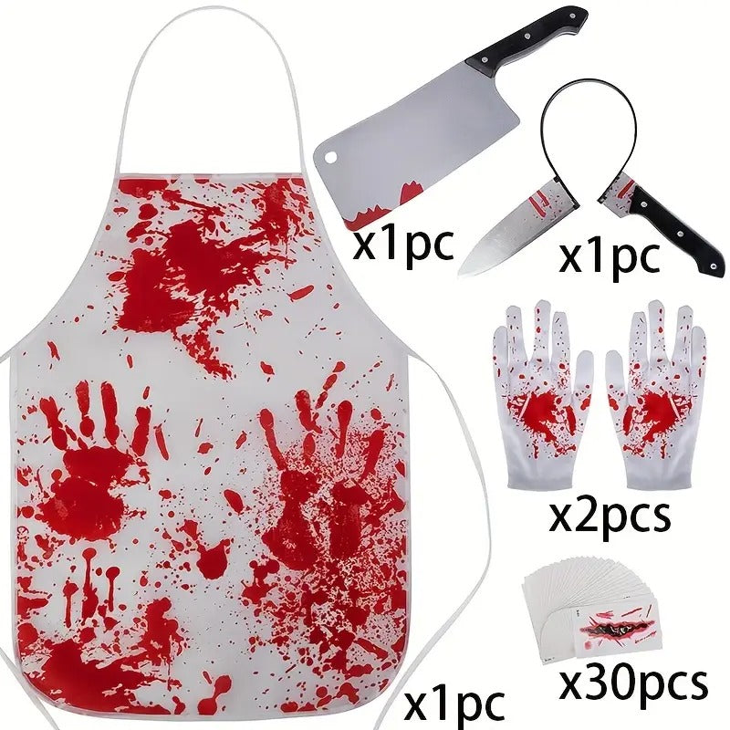 Halloween Bloody Butcher Costume Set (35pcs) Halloween - Tophatter Daily Deals