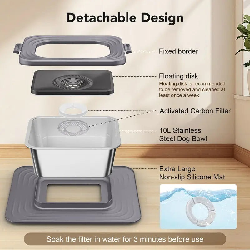 Dog Stainless Steel Water Bowl with Mat Dog Supplies - Tophatter Daily Deals