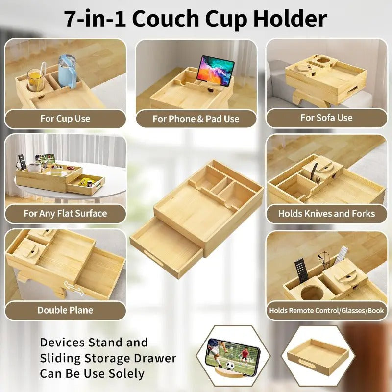 7-in-1 Sofa Cup Holder with Armrest Tray Furniture - Tophatter Daily Deals