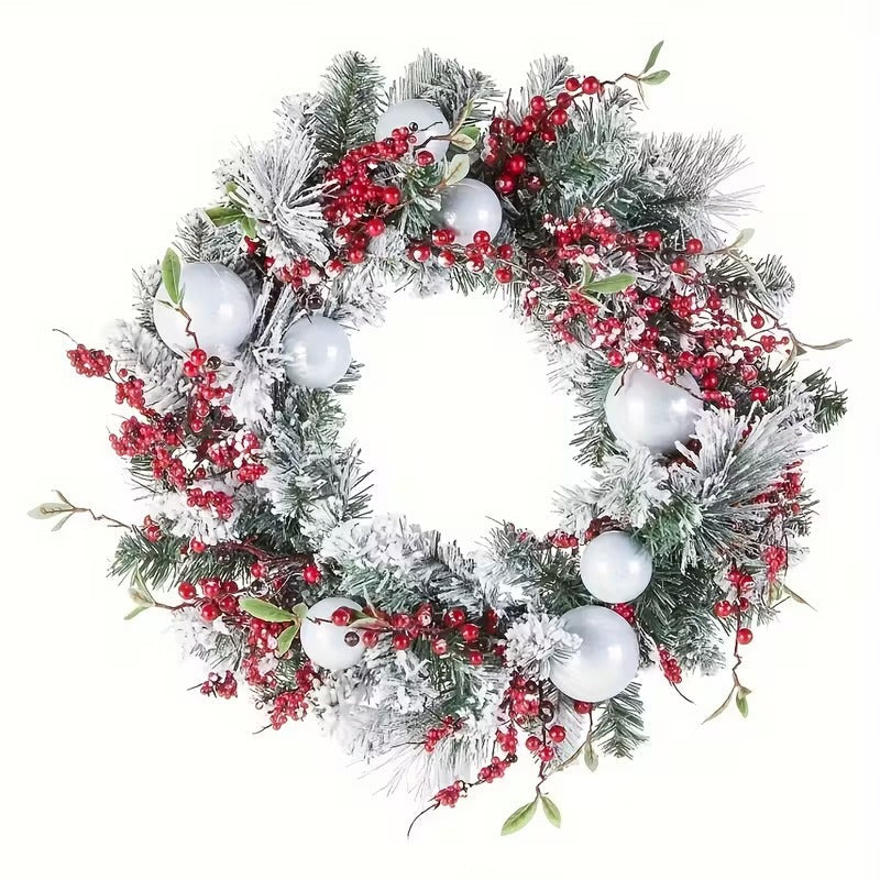 Artificial Christmas Wreath Green with Red Berries Christmas - Tophatter Daily Deals
