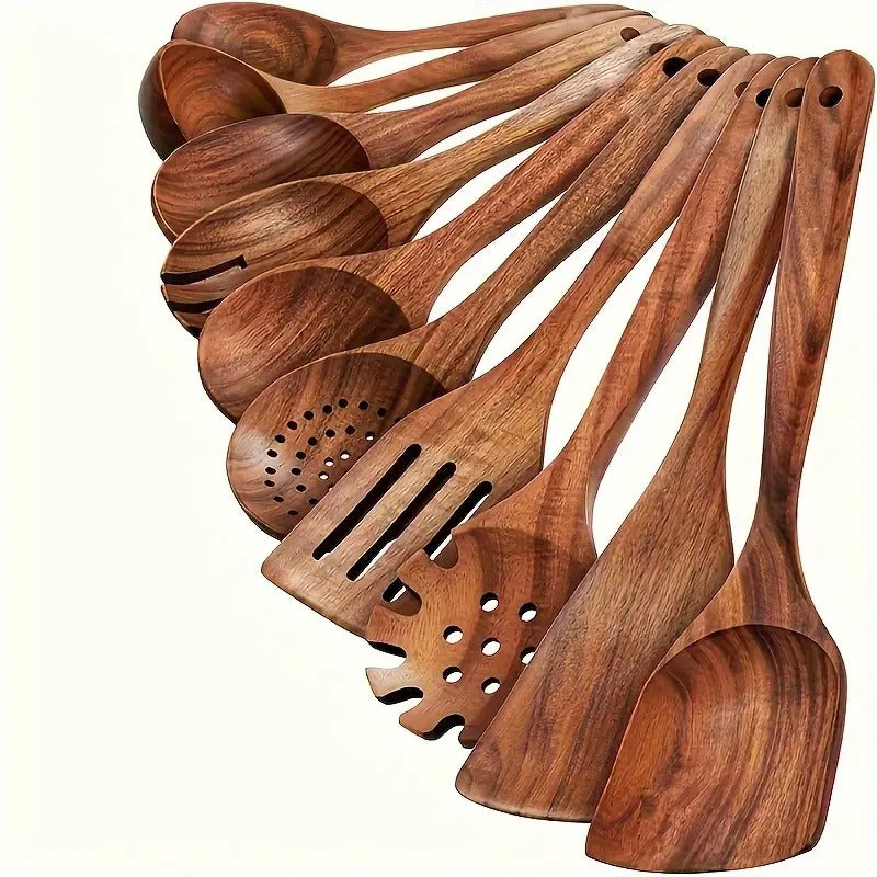 Teak Wood Cookware Set (10pcs) Camp Cooking - Tophatter Daily Deals