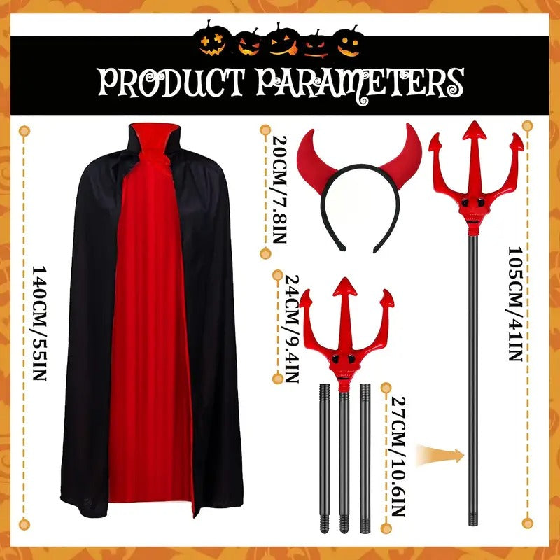 Halloween Devil Cloak Costume Set (3pcs) Halloween - Tophatter Daily Deals