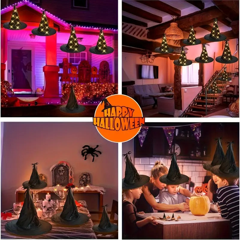 Glowing Hanging Witch Hats with Remote (8 Pack) Halloween - Tophatter Daily Deals