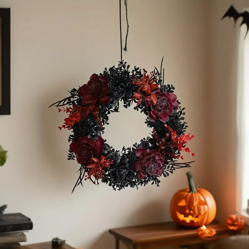 Halloween Black Red Wreath Halloween - Tophatter Daily Deals
