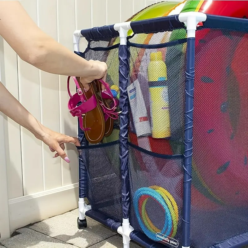 Mesh Pool Storage Organizer Cart with Wheels Pool & Spa Accessories - Tophatter Daily Deals