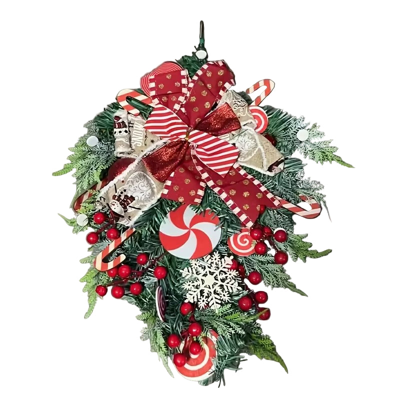 Candy Cane Christmas Wreath Red & White Ornament - Tophatter Daily Deals