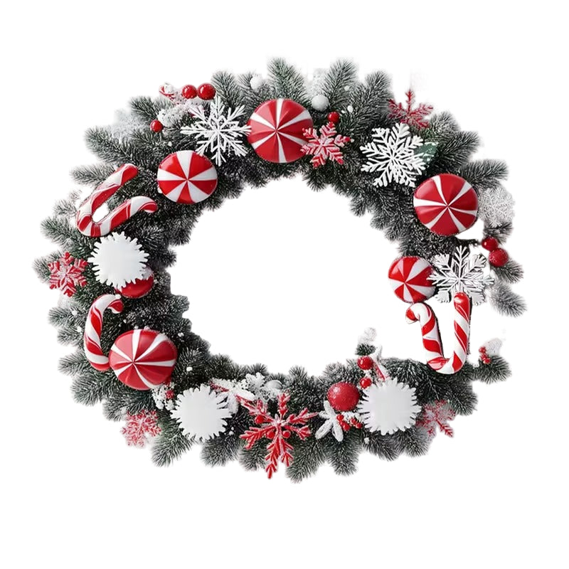 Christmas Wreath with Candy Canes & Snowflakes Christmas - Tophatter Daily Deals