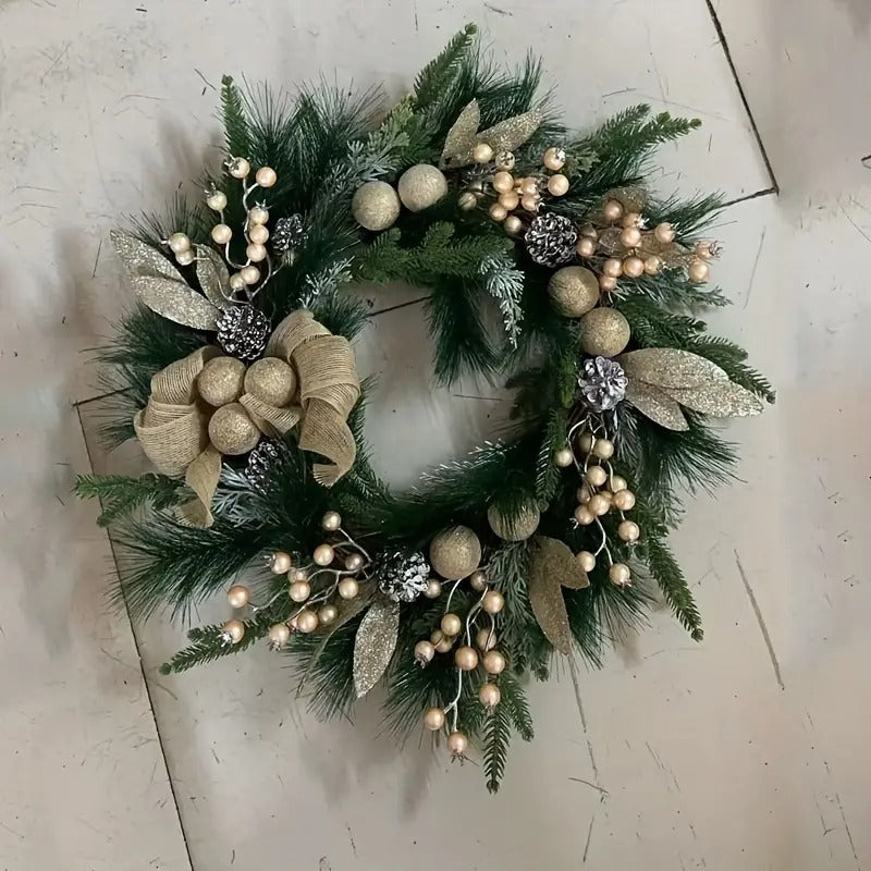 Silver Frost Christmas Wreath with Pine Branches Christmas - Tophatter Daily Deals