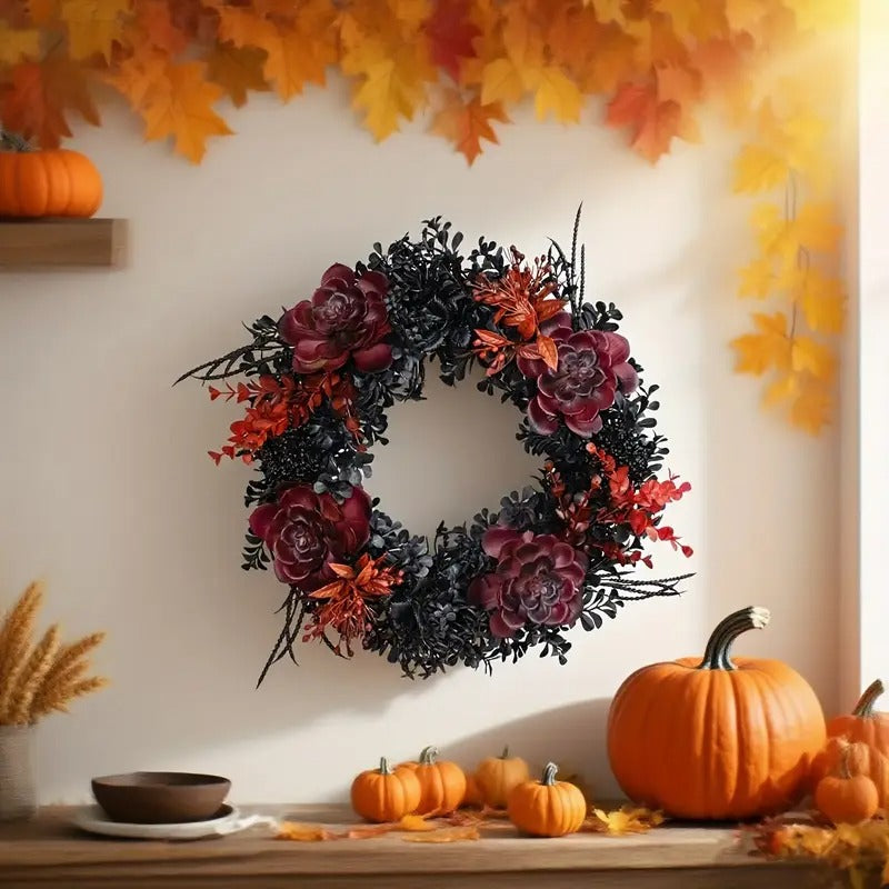 Halloween Black Red Wreath Halloween - Tophatter Daily Deals