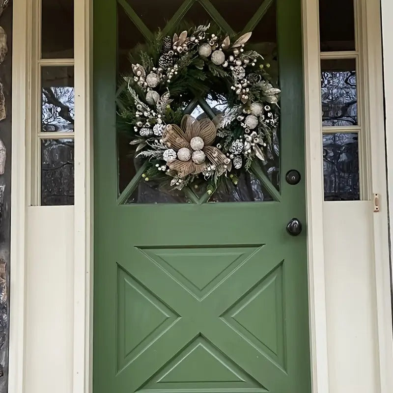 Silver Frost Christmas Wreath with Pine Branches Christmas - Tophatter Daily Deals