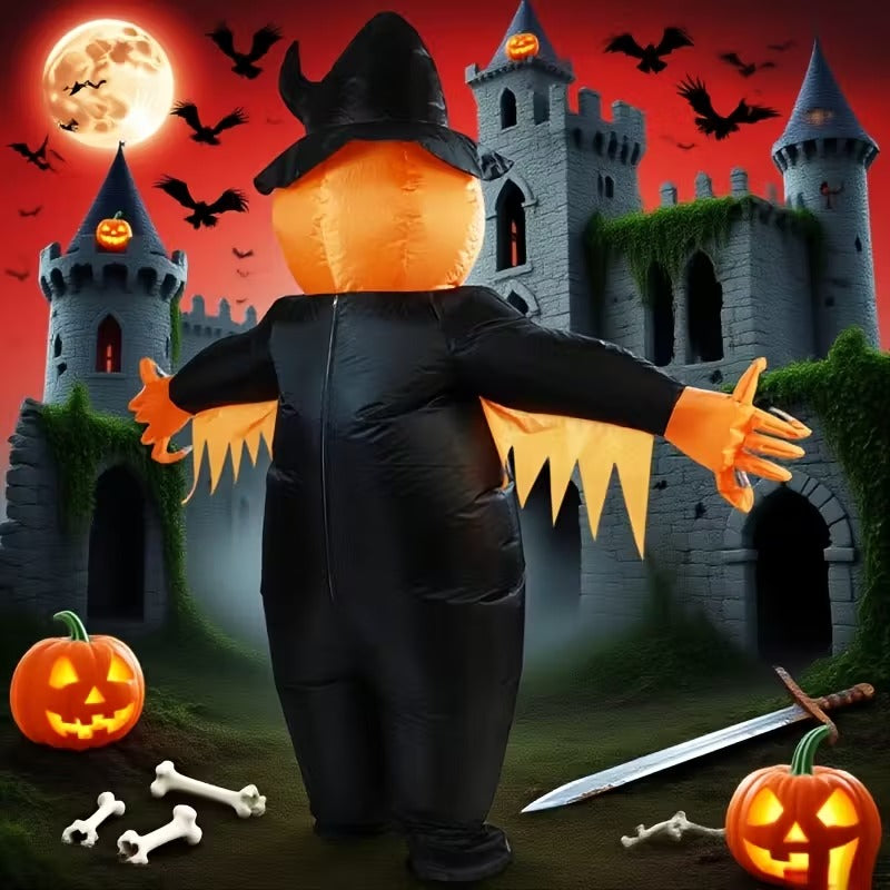 Halloween Pumpkin Inflatable Costume Full-Face Design Halloween - Tophatter Daily Deals
