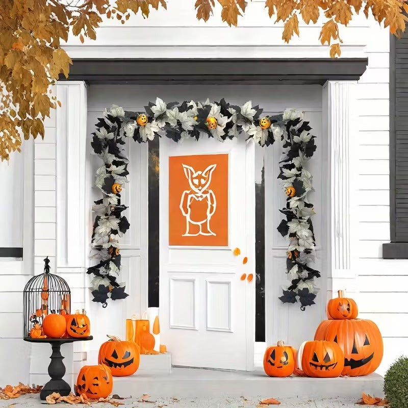Black & White Maple Leaf Garland Set Halloween - Tophatter Daily Deals