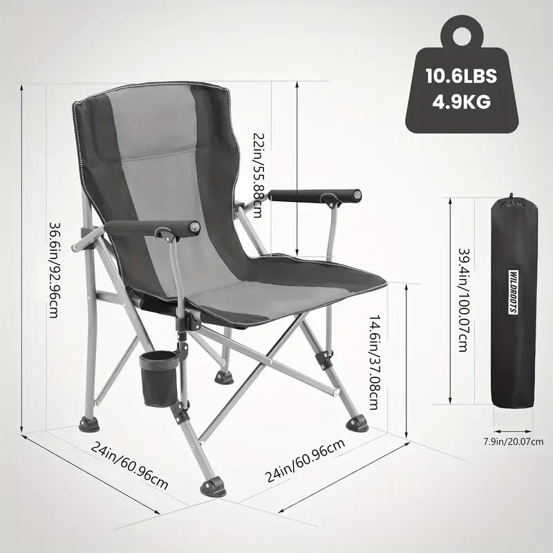Folding Chair with Cup Holder and Armrests Folding Chairs & Stools - Tophatter Daily Deals