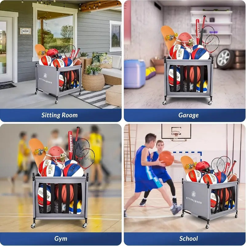 Ball Storage Cart with Wheels Sport Equipments - Tophatter Daily Deals