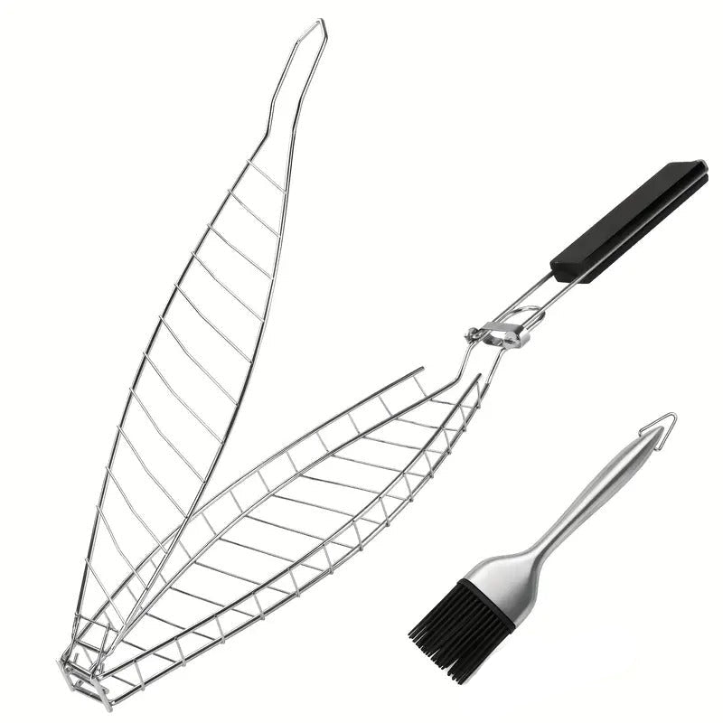 Fish Grilling Basket with Handle Outdoor Grill Accessories - Tophatter Daily Deals