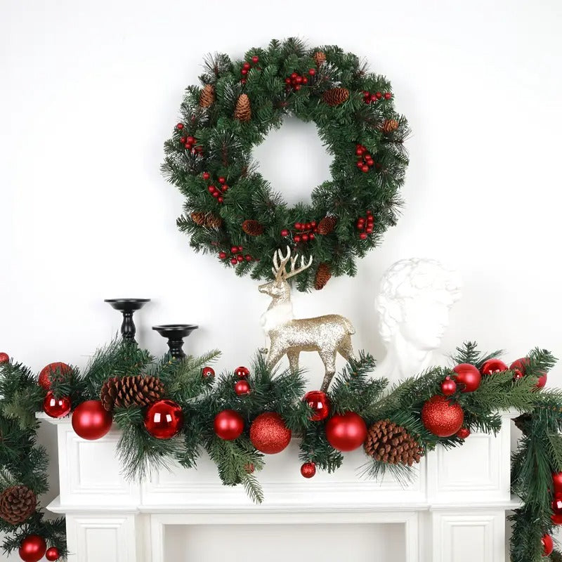 Classic Christmas Wreath with Pine Cones and Berries Christmas - Tophatter Daily Deals
