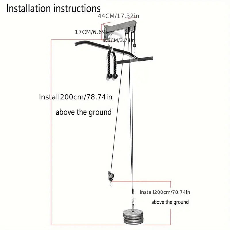 Wall Pulley Rope System Training Equipment Free Weights - Tophatter Daily Deals