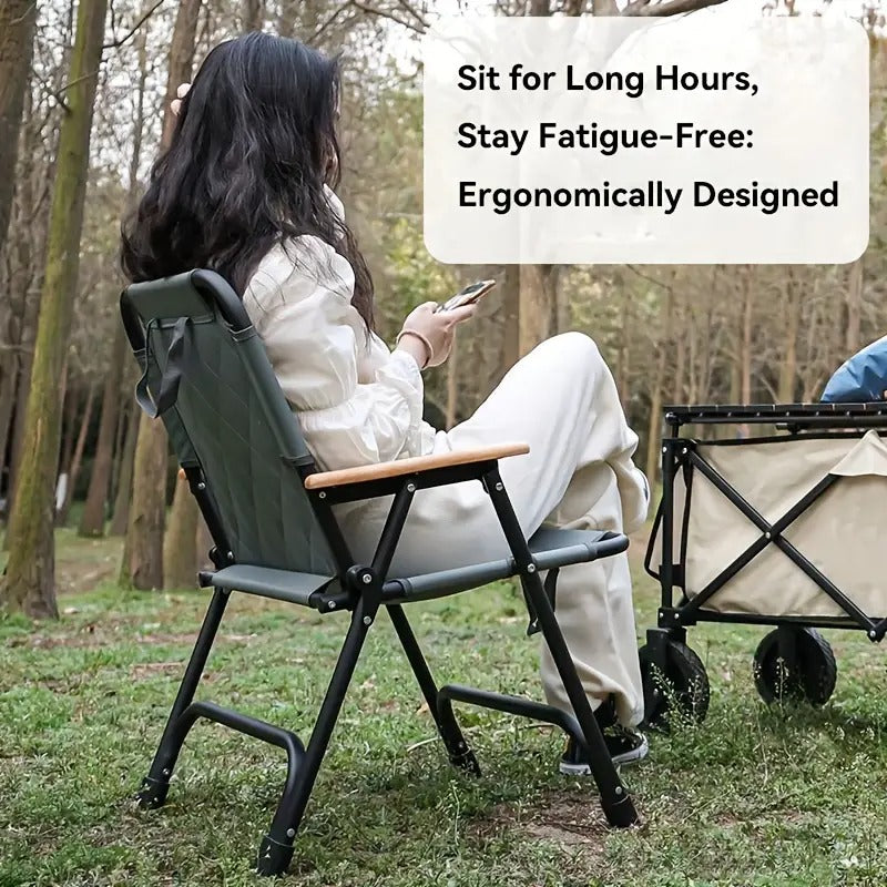 Oak Folding Armchair with Stainless Steel Frame Outdoor Chairs - Tophatter Daily Deals