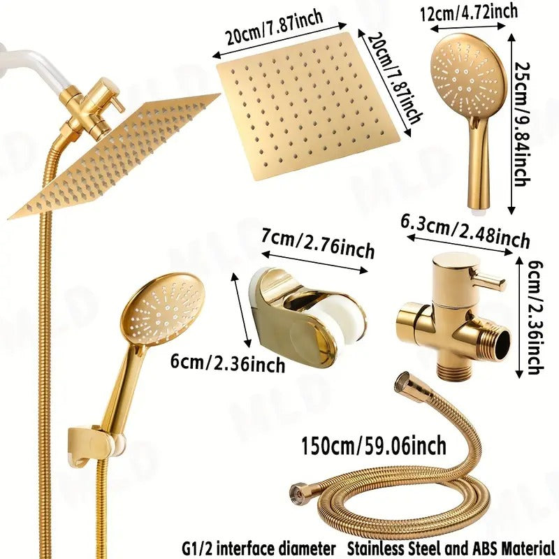 Golden Rainfall Shower Head Handheld Combo Set Shower Accessories - Tophatter Daily Deals