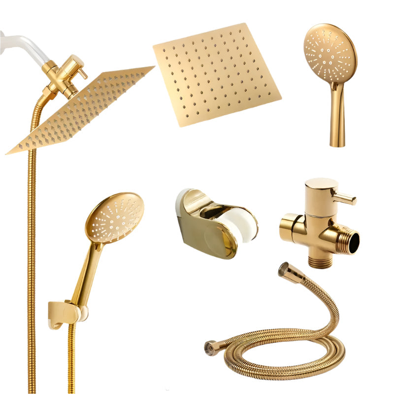 Golden Rainfall Shower Head Handheld Combo Set Shower Accessories - Tophatter Daily Deals