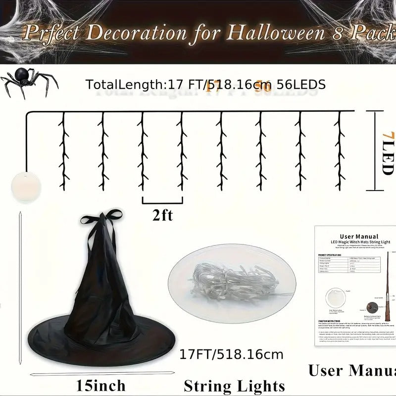 Glowing Hanging Witch Hats with Remote (8 Pack) Halloween - Tophatter Daily Deals