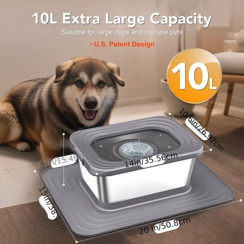 Dog Stainless Steel Water Bowl with Mat Dog Supplies - Tophatter Daily Deals