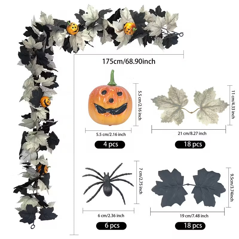 Black & White Maple Leaf Garland Set Halloween - Tophatter Daily Deals