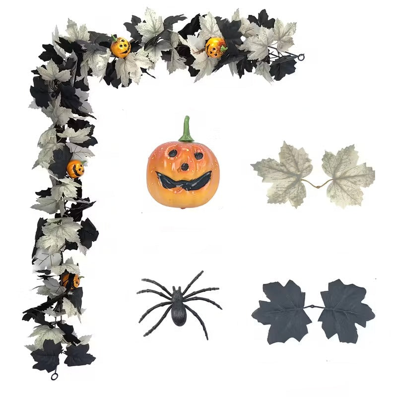 Black & White Maple Leaf Garland Set Halloween - Tophatter Daily Deals