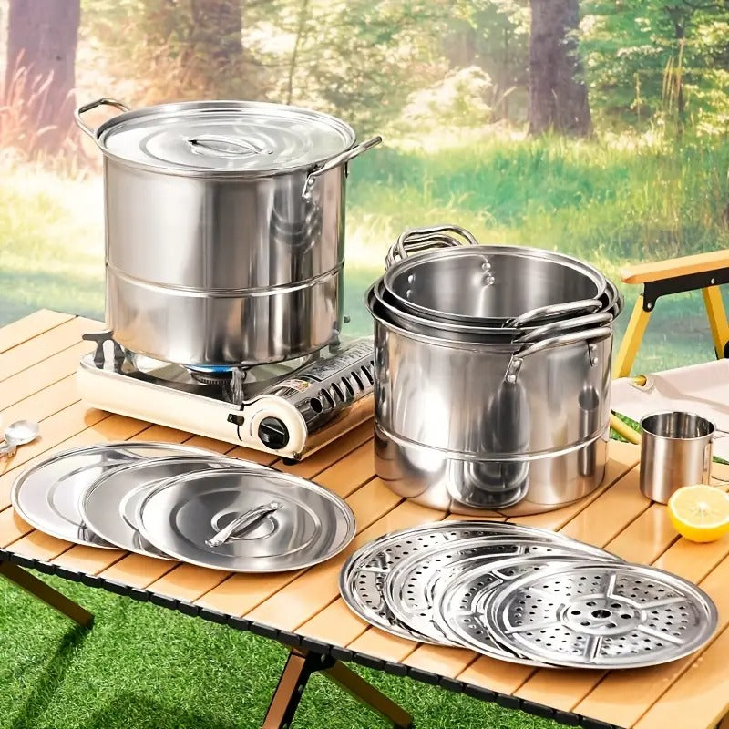 Camping Pot Set with Kettle Camp Cooking - Tophatter Daily Deals