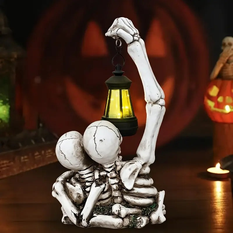 Solar Couple Skull Lantern Statue Halloween - Tophatter Daily Deals